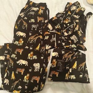 Banana republic silk pajama set safari print
